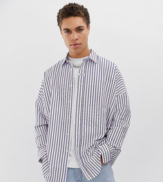 Оксфордская oversize-рубашка в полоску и с заниженной линией плеч COLLUSION-Белый