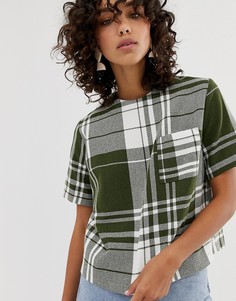 Футболка в клетку ASOS WHITE-Зеленый