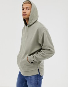Oversize-худи цвета светлого хаки со ступенчатым краем ASOS DESIGN-Зеленый