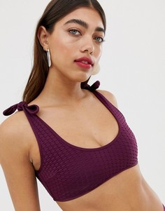 Фактурный бикини-топ с завязками ASOS WHITE-Коричневый