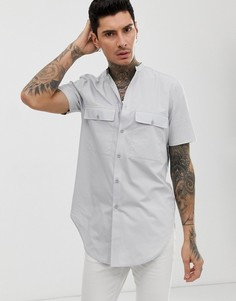 Длинная серая рубашка стандартного кроя ASOS DESIGN-Серый