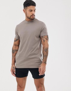 Бежевая футболка из органического хлопка с круглым вырезом ASOS DESIGN-Бежевый