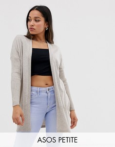 Длинный кардиган тонкой вязки из переработанной пряжи ASOS DESIGN Petite-Светло-бежевый