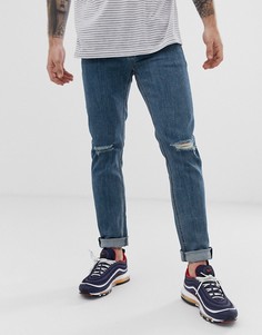 Синие выбеленные джинсы скинни с рваной отделкой на коленях ASOS DESIGN-Синий