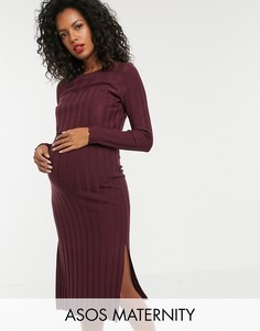 Трикотажное платье в рубчик ASOS DESIGN Maternity Nursing-Красный