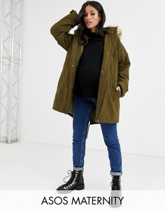 Парка цвета хаки ASOS DESIGN Maternity ultimate-Зеленый