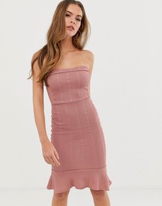 Бандажное платье-бандо In The Style-Розовый