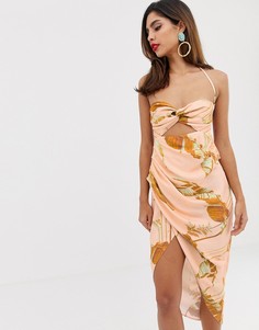 Платье миди с принтом и ремешками на спине ASOS EDITION-Мульти