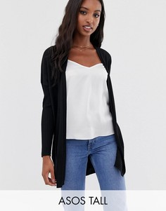 Длинный вязаный кардиган из переработанной смешанной пряжи ASOS DESIGN Tall-Черный