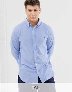 Рубашка из ткани пике на пуговицах Polo Ralph Lauren Big & Tall-Синий