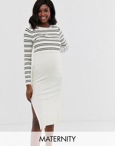 Трикотажное платье в рубчик и полоску для кормящих мам ASOS DESIGN Nursing-Мульти