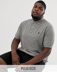 Темно-серая меланжевая футболка-поло из ткани пике Polo Ralph Lauren Big & Tall-Серый