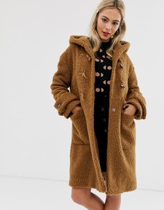 Коричневый дафлкот из искусственного меха ASOS DESIGN