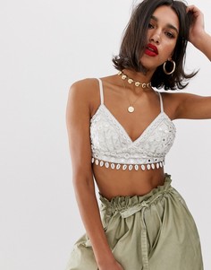 Кроп-топ с отделкой ASOS DESIGN-Белый