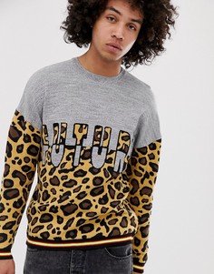 Джемпер с леопардовым рисунком и надписью ASOS DESIGN-Мульти