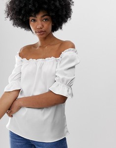Блузка с объемными рукавами Glamorous-Белый