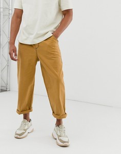 Свободные брюки горчичного цвета с контрастными строчками ASOS WHITE-Желтый