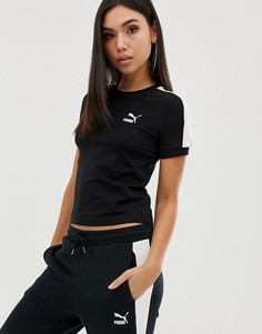 Черная приталенная футболка с логотипом Puma classics-Черный