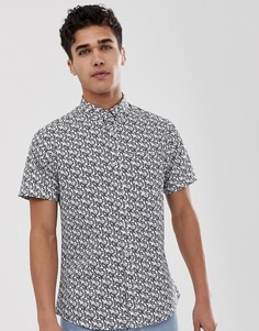 Белая рубашка с принтом листьев Burton Menswear-Белый