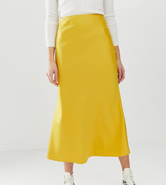Атласная юбка миди ASOS DESIGN Tall-Желтый