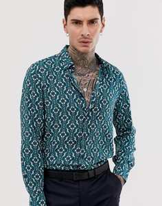 Мягкая приталенная рубашка из вискозы с длинными рукавами Devils Advocate-Зеленый