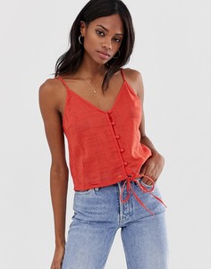 Топ на бретельках с узором в клетку ASOS DESIGN-Красный