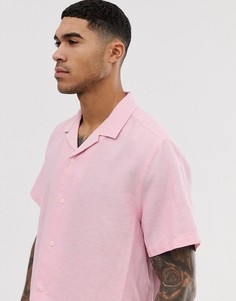 Розовая льняная oversize-рубашка с отложным воротником ASOS DESIGN-Розовый