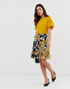 Плиссированная юбка с цветочным принтом French Connection-Желтый