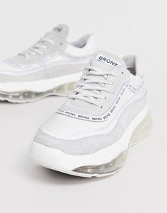 Белые кроссовки с серыми замшевыми вставками Bronx Bubbly-Белый