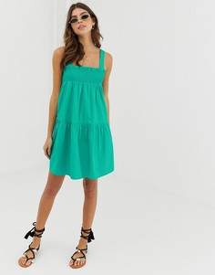 Хлопковый сарафан-трапеция мини ASOS DESIGN-Зеленый