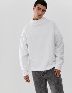 Белый oversize-свитшот с фиксатором ASOS DESIGN