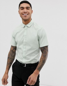 Приталенная эластичная рубашка мятного цвета ASOS DESIGN wedding-Зеленый