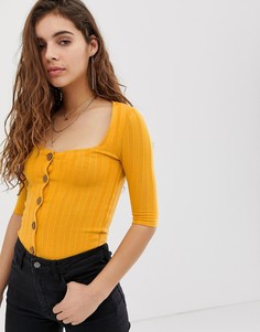 Топ на пуговицах Free People-Желтый