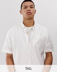 Льняная рубашка с короткими рукавами French Connection Tall-Белый