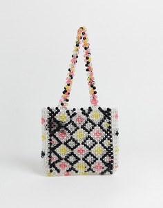 Расшитая разноцветными бусинами сумка на плечо Glamorous-Мульти