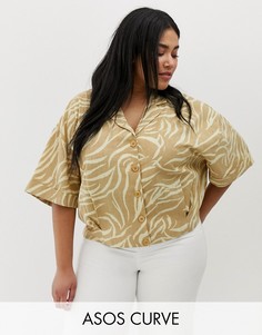 Свободный топ с пуговицами и принтом ASOS DESIGN Curve-Мульти
