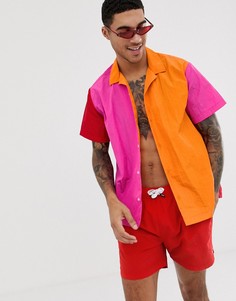 Свободная рубашка со вставками (оранжевый/розовый) ASOS DESIGN