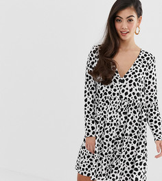 Свободное платье мини на пуговицах с принтом ASOS DESIGN Petite-Мульти