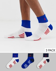 3 пары спортивных носков (белые/белые/темно-синие/красные) с логотипом Polo Ralph Lauren-Мульти