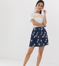 Плиссированная мини-юбка в горошек эксклюзивно для ASOS DESIGN Petite-Темно-синий