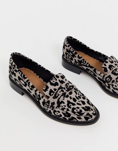 Серые лоферы с леопардовым принтом ASOS DESIGN Mantra-Мульти