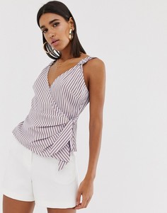 Топ в полоску с запахом Fashion Union-Фиолетовый