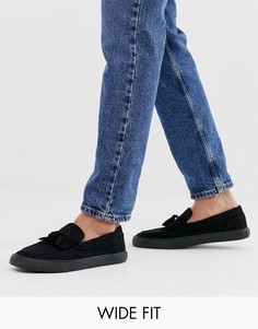 Черные кеды-слипоны для широкой стопы с кисточками ASOS DESIGN-Черный