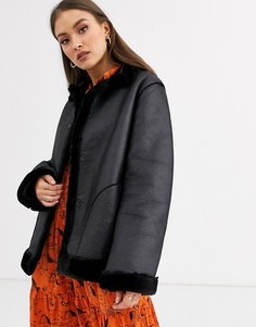 Двусторонняя куртка из искусственной овечьей шерсти French Connection Louie-Черный