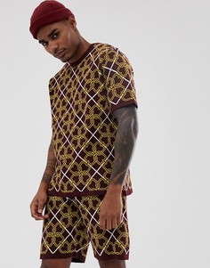 Футболка с принтом в стиле барокко ASOS DESIGN-Коричневый