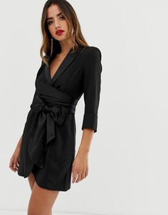 Платье-смокинг мини с завязывающимся поясом ASOS DESIGN-Оранжевый