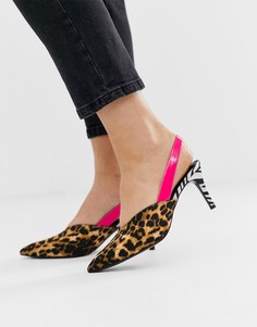 Туфли на каблуке-рюмочке с ремешком через пятку с леопардовым и зебровым узором ASOS DESIGN Savannah-Мульти