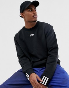 Черный свитшот с логотипом в центре adidas Originals - RYV