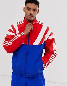 Спортивная куртка со вставками красного цвета и 3 полосками adidas Originals Balanta-Красный