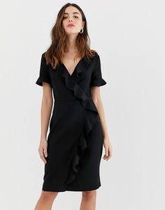 Платье-футляр с оборкой French Connection Alianor-Черный